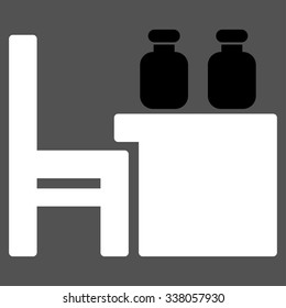 Apothecary Table vector icon. Style is bicolor flat symbol, black and white colors, rounded angles, gray background.