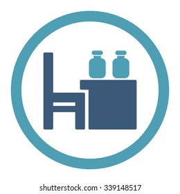 Apothecary Table vector icon. Style is bicolor flat rounded symbol, cyan and blue colors, rounded angles, white background.
