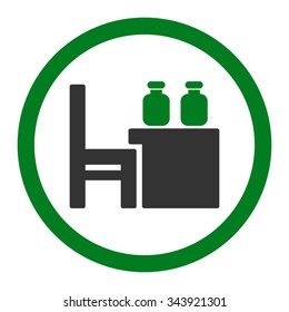 Apothecary Table vector icon. Style is bicolor flat rounded symbol, green and gray colors, rounded angles, white background.