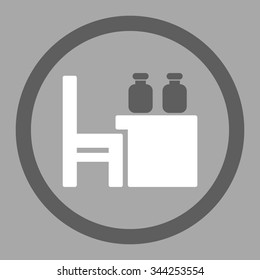 Apothecary Table vector icon. Style is bicolor flat rounded symbol, dark gray and white colors, rounded angles, silver background.