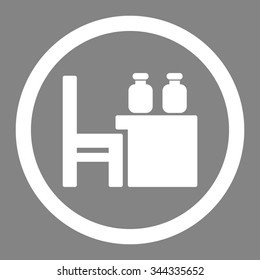 Apothecary Table vector icon. Style is flat rounded symbol, white color, rounded angles, gray background.
