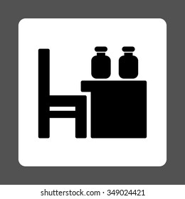 Apothecary Table vector icon. Style is flat rounded square button, black and white colors, gray background.