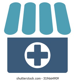 Apothecary vector icon. Style is bicolor flat symbol, cyan and blue colors, rounded angles, white background.