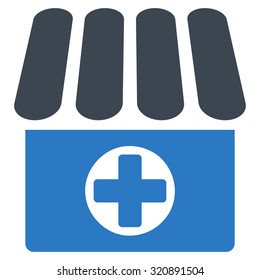 Apothecary vector icon. Style is bicolor flat symbol, smooth blue colors, rounded angles, white background.