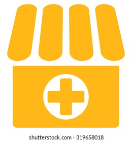 Apothecary vector icon. Style is flat symbol, yellow color, rounded angles, white background.