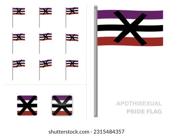 Apothisexual Pride Flag Waving Animation App Icon Vector