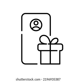 App account receiving a gift. Pixel perfect, editable stroke line icon