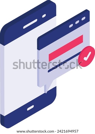 In app Alert or Prompt Box isometric concept, one time password confirmation vector flat design, Web design and Development symbol, user interface or graphic sign, website engineering illustration