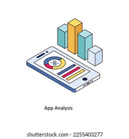 App Analysis Vector Isometric Filled Outline icon for your digital or print projects. stock illustration