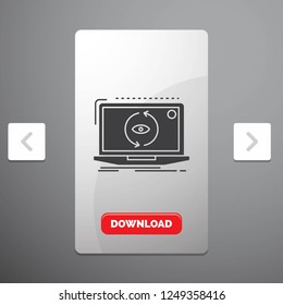 App, application, new, software, update Glyph Icon in Carousal Pagination Slider Design & Red Download Button