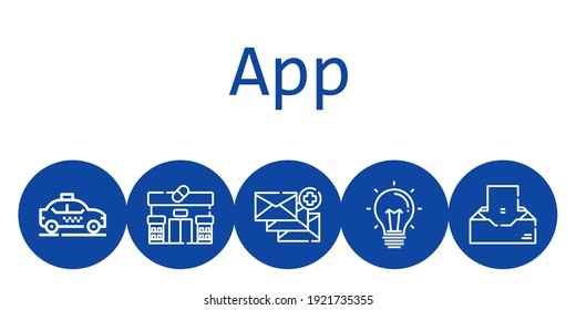 concepto de fondo de aplicación con iconos de aplicación. Idea relacionada con los iconos, taxi, farmacia, bandeja de entrada, correo electrónico