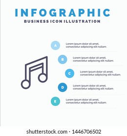 App, Basic, Design, Mobile, Music Line icon with 5 steps presentation infographics Background