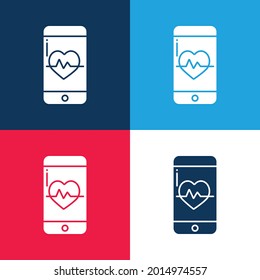Juego de iconos mínimo de cuatro colores azul y rojo de la aplicación