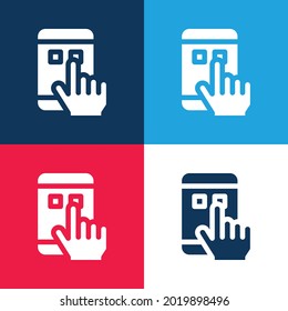 Juego de iconos mínimo de cuatro colores azul y rojo de la aplicación