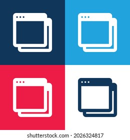 Vier-Farben-Minimal-Icon-Set für App blau und rot