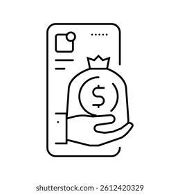 app budget planning line icon vector. app budget planning sign. isolated contour symbol black illustration