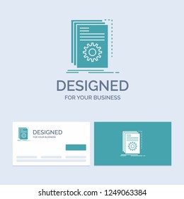 App, build, developer, program, script Business Logo Glyph Icon Symbol for your business. Turquoise Business Cards with Brand logo template.