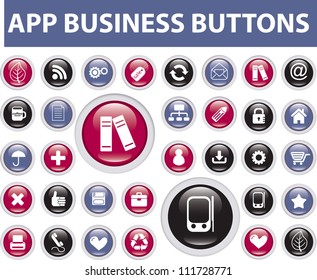 app business buttons vector set