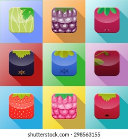 App Buttons with a different berries. Berry app icons.