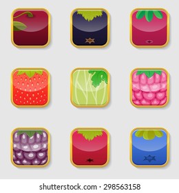 App Buttons with a different berries. Berry app icons.