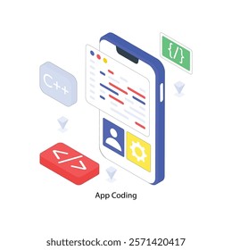 App Coding isometric Colored illustration. EPS File stock illustration