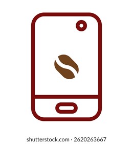 App Concept: Coffee Bean Icon Embedded on a Smartphone Outline Design