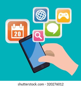 App concept and smartphone technology design, vector illustration 10 eps graphic.