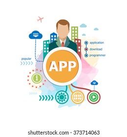 APP concepts for web banner and printed materials. APP design for the web, banner, advertising, print.
