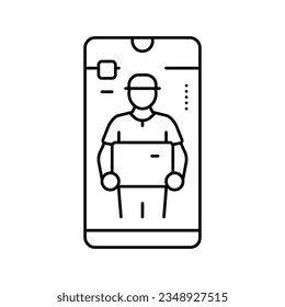 app courier delivery line icon vector. app courier delivery sign. isolated contour symbol black illustration