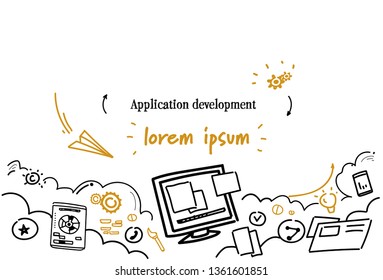 App Creative Design Site Programming Coding Application Development Concept Sketch Doodle Horizontal Isolated