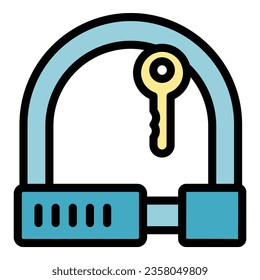 App cycling lock icon outline vector. Bike safety. Security transport color flat
