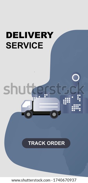 App delivery tracking.\
Vector modern creative infographics design for application,\
vertical panorama