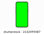 App demonstration mockup. Realistic mobile phone  frame only, mockup with green chroma key screen, cellphone app template. Isolated stock vector