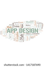 App Design word cloud. Wordcloud made with text only.