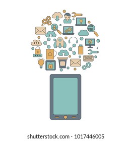 App development concept. Software development and computer technology.