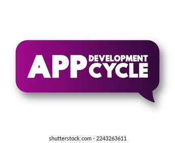 App Development Cycle text concept message bubble for presentations and reports
