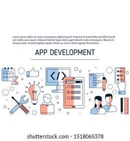 App development and design background. Making creative products. Vector illustration.