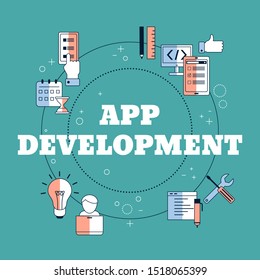 App development and design concept. Making creative products. Vector illustration.