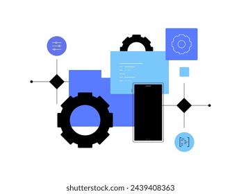 App development. Digital project. Simple flat graphics. Vector file.