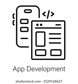 Icono de desarrollo de App en estilo de esquema 