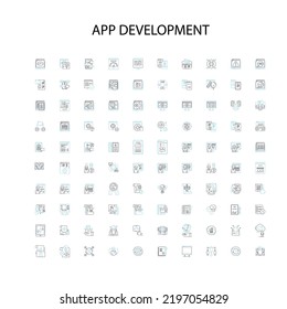 app development icons, signs, outline symbols, concept linear illustration line collection
