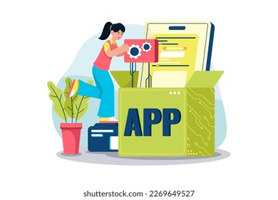 App development Illustration concept on white background