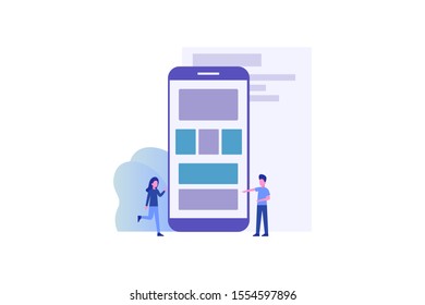 App Development illustration concept for web landing page template, banner, flyer and presentation