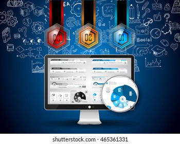 App Development Infpgraphic Concept Background with Doodle design style :user interfaces, UI design,mobiel devices. Modern style illustration for web banners, brochure and flyers.