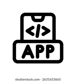 ícone da linha de desenvolvimento de aplicativo. Ícone de vetor limpo e minimalista para sites, aplicativos móveis, apresentações e logotipos. Totalmente dimensionável e personalizável para qualquer projeto.