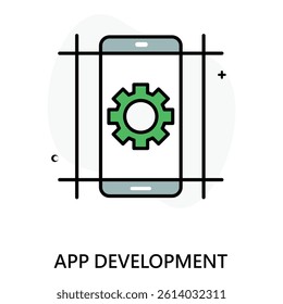 App Development Process with Coding vector Icon design