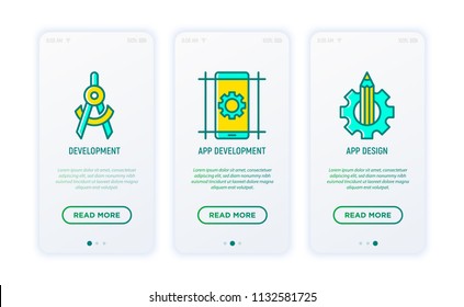 App development thin line icons. Modern vector illustration for user mobile app interface.