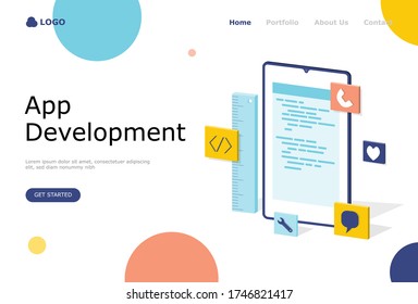 App Development Vector Illustration Concept, Suitable for web landing page, ui, mobile app, editorial design, flyer, banner, and other related occasion