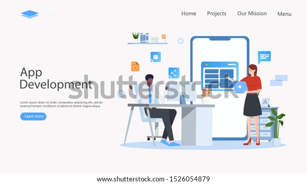 App Development Vector Illustration Concept Suitable Stock Vector