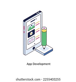 App Development Vector Isometric Filled Outline icon for your digital or print projects. stock illustration